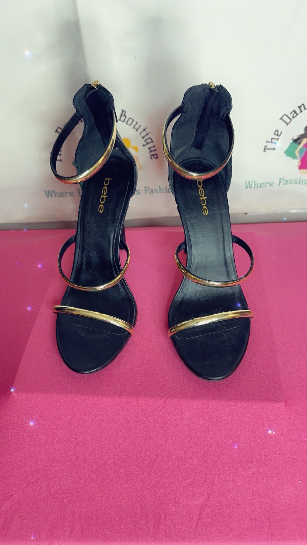 Black BeBe Ankle Strap Sandal