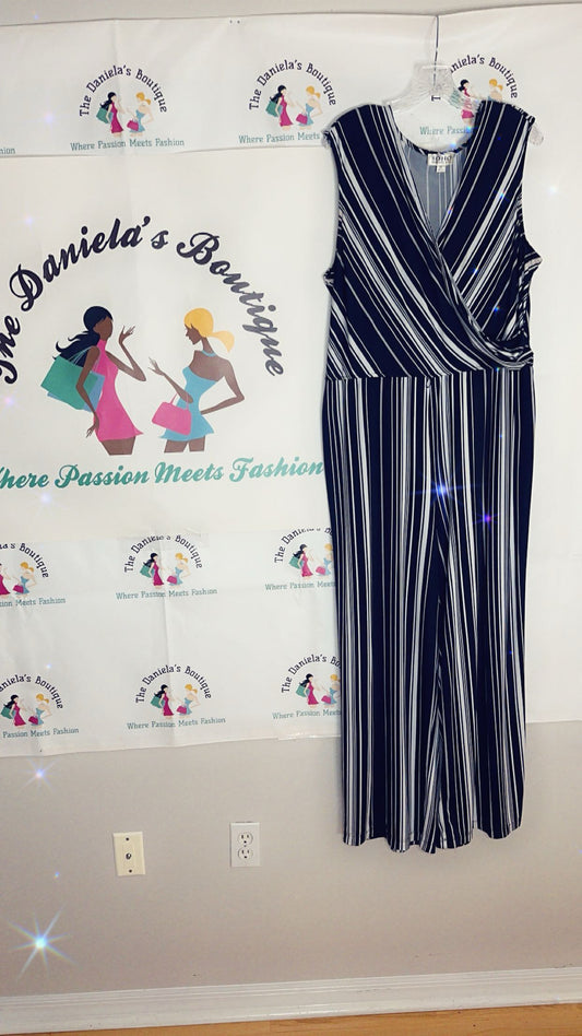 Black and White Stripped Jumpsuit