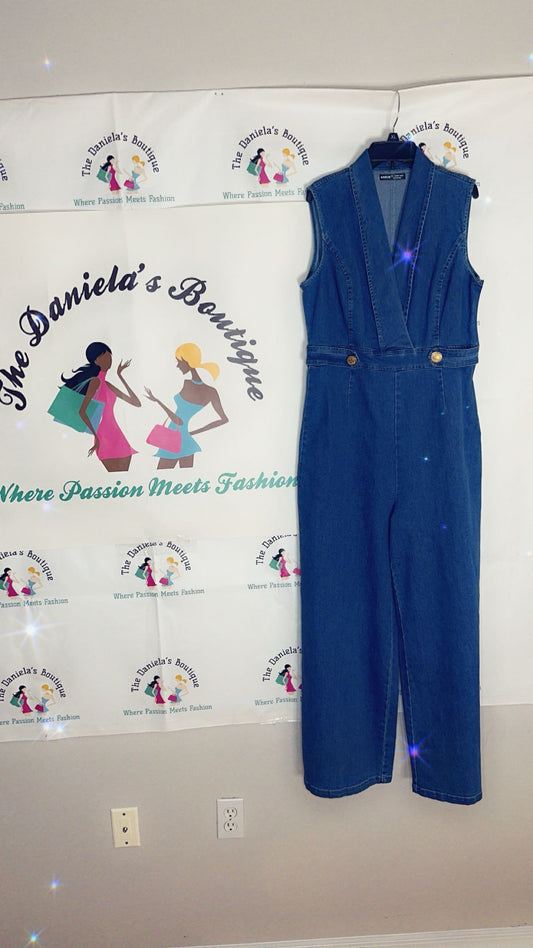 Blue Jean Sleeveless Jumpsuit