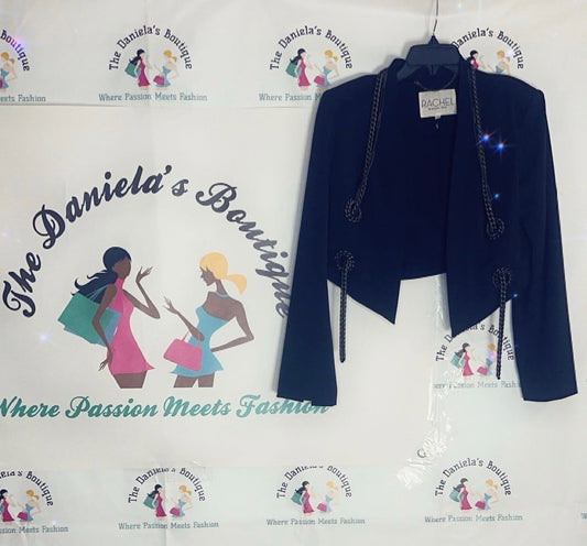 Black Cropped Chained Fitted Blazer