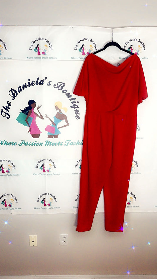 Red Off the Shoulders Jumpsuit